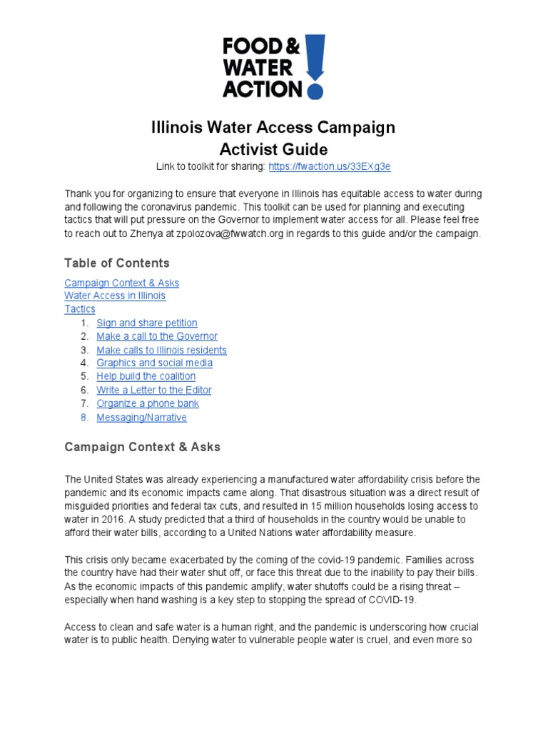 Illinois Water Shutoffs Activist Toolkit | PDF | Letter To The Editor
