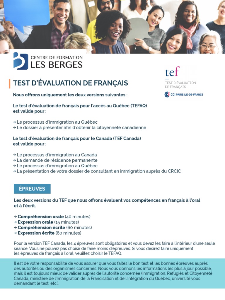 Test d'Évaluation de Français (TEF) | PDF | Immigration | Business
