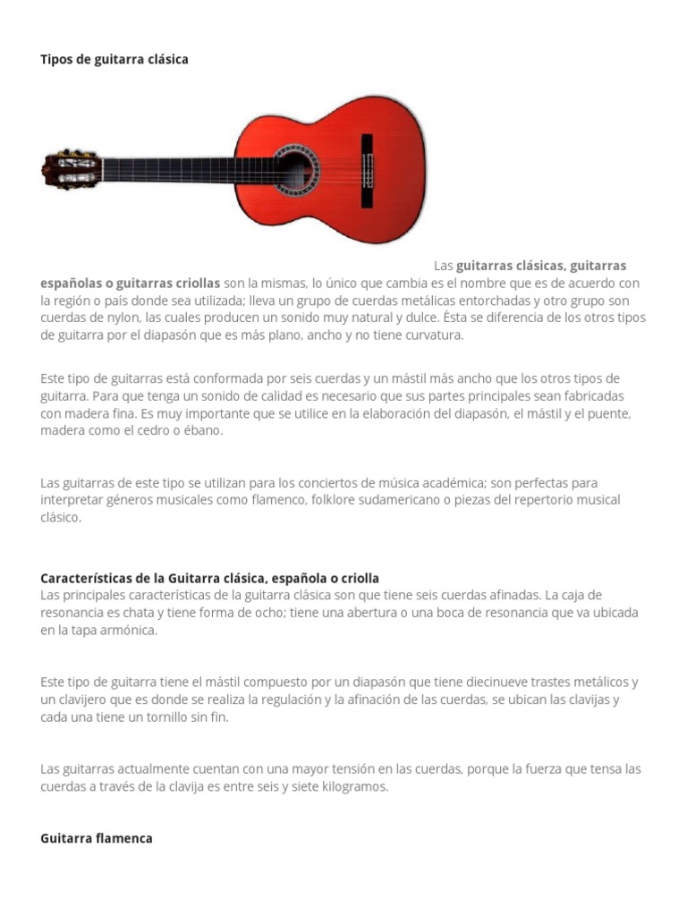 Tipos de Guitarras | PDF | Guitarras | Instrumentos musicales