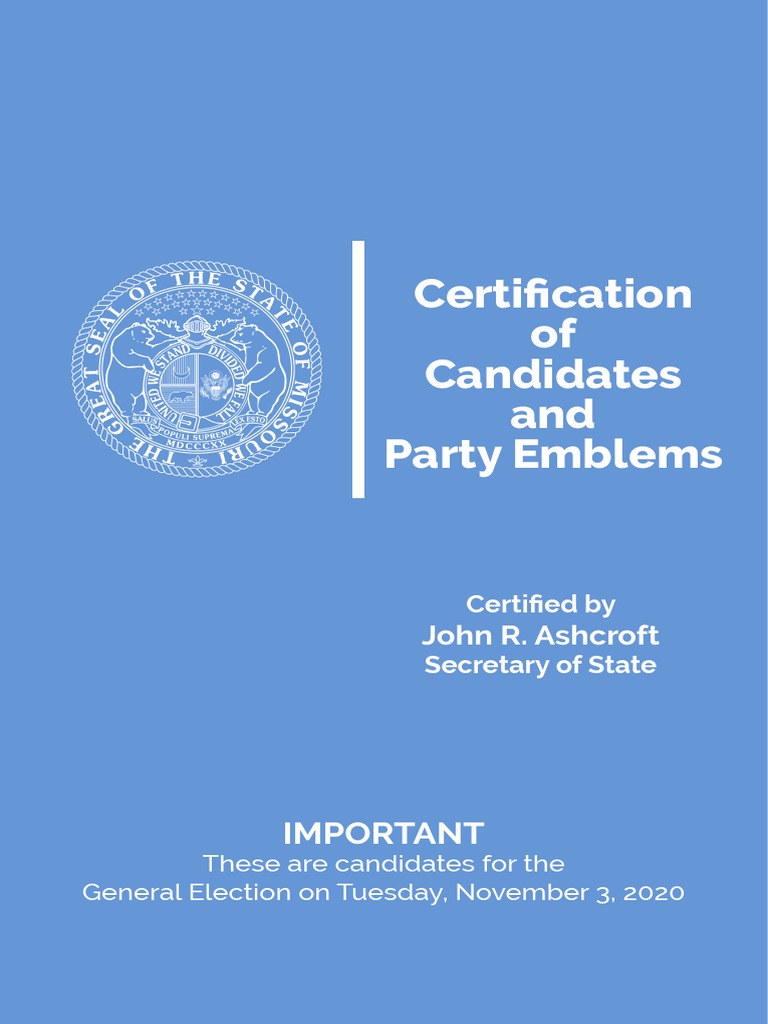 Missouri 2020 Election Candidate List | PDF | Politics Of The United ...