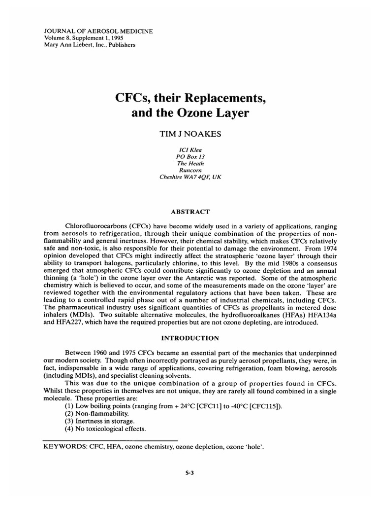 CFCS, Their Replacements | PDF | Chlorofluorocarbon | Ozone Depletion