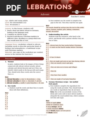 CELEBRATIONS Advent Pre Intermediate Lesson Plan