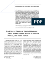 The Effect of Electronic Word of Mouth On Sales A Meta-Analytic Review of Platform Product and Metric Factors