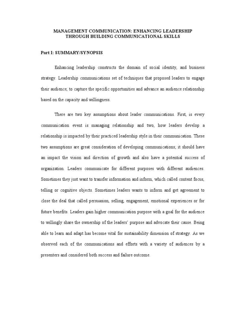 Enhancing Leadership via Communication Skills | PDF | Leadership ...