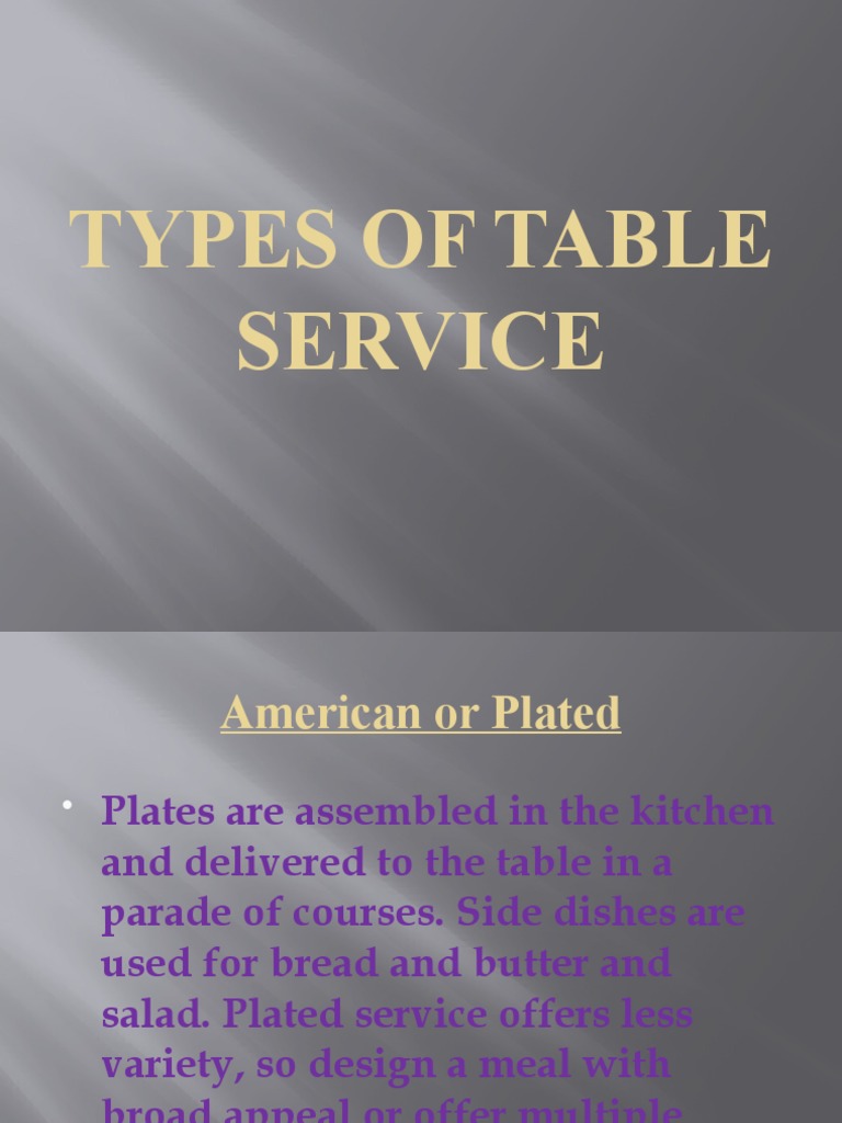 Overview of Table Service Styles | PDF | Buffet | Hors D'oeuvre