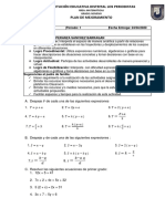 Plan de Mejoramiento Grado Álgebra