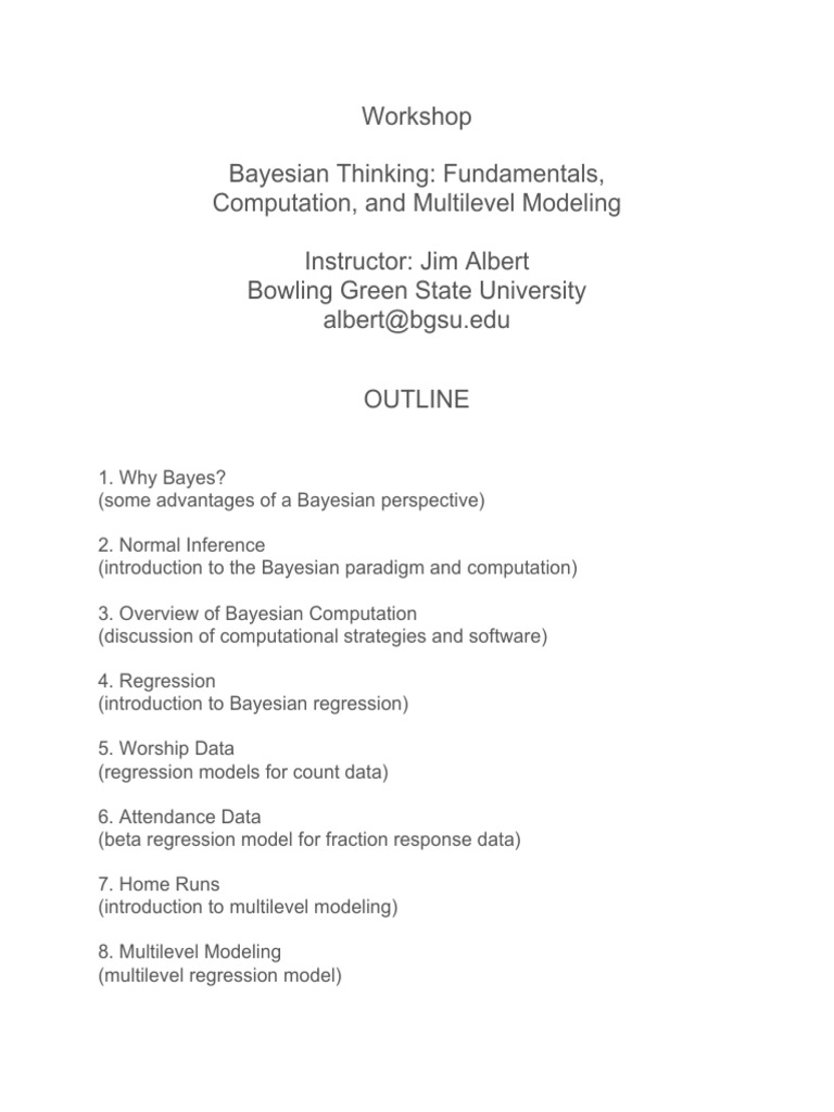 Bayesian Modeling Workshop Overview | PDF | Statistical Inference ...