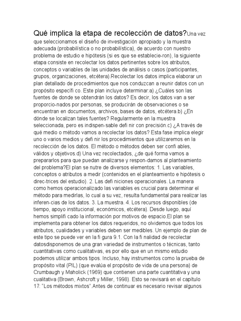 Recolección de Datos en Investigación | PDF | Hipótesis | Science
