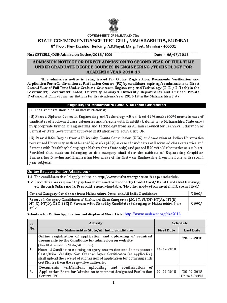 Direct Second Year Engineering Admission 2025 | PDF | University And ...