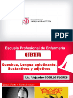 Semana 5 Quechua, Lengua Aglutinante Sustantivos Adjetivos y Numeros
