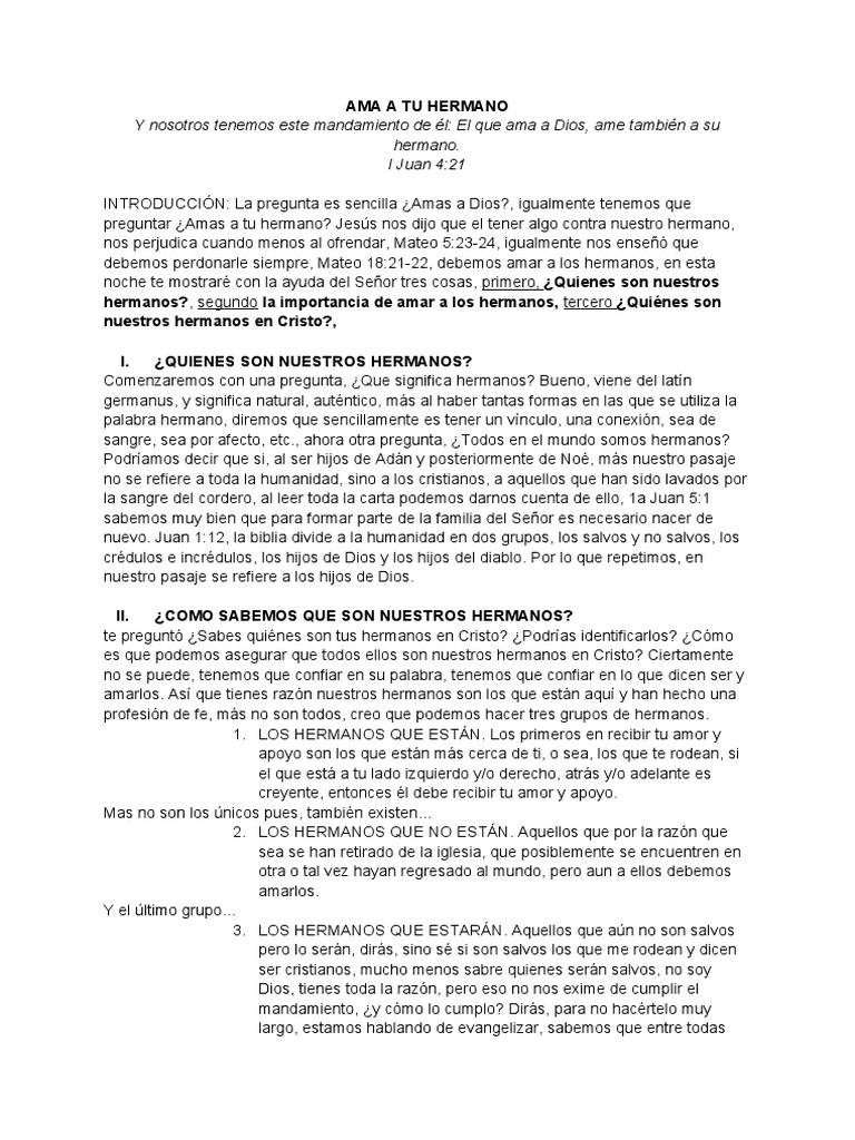 Ama A Tu Hermano | PDF | Cristo (título) | Amor