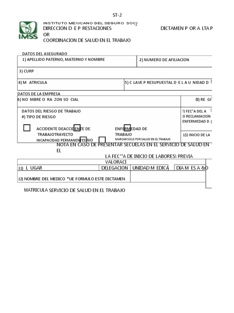 Formato ST-2 para Dictamen IMSS | PDF