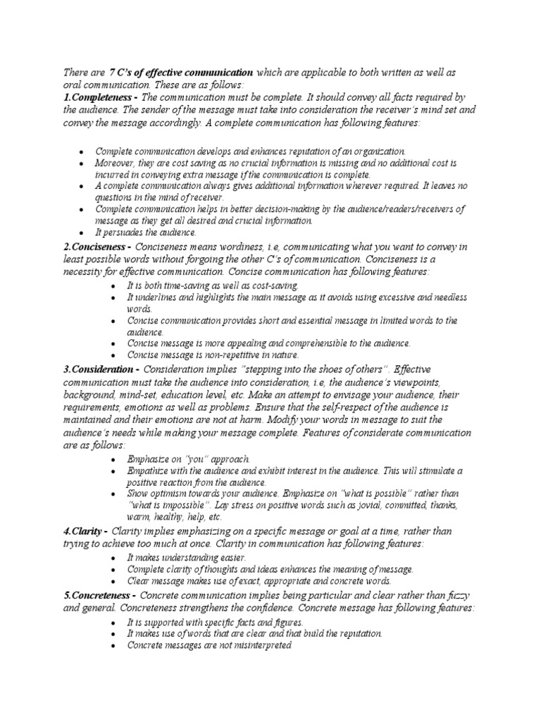 7 C's of Effective Communication | PDF | Semiotics | Communication