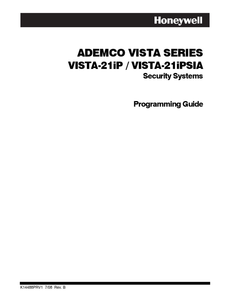 Vista21IP Programming Guide PDF PDF Security Alarm Menu