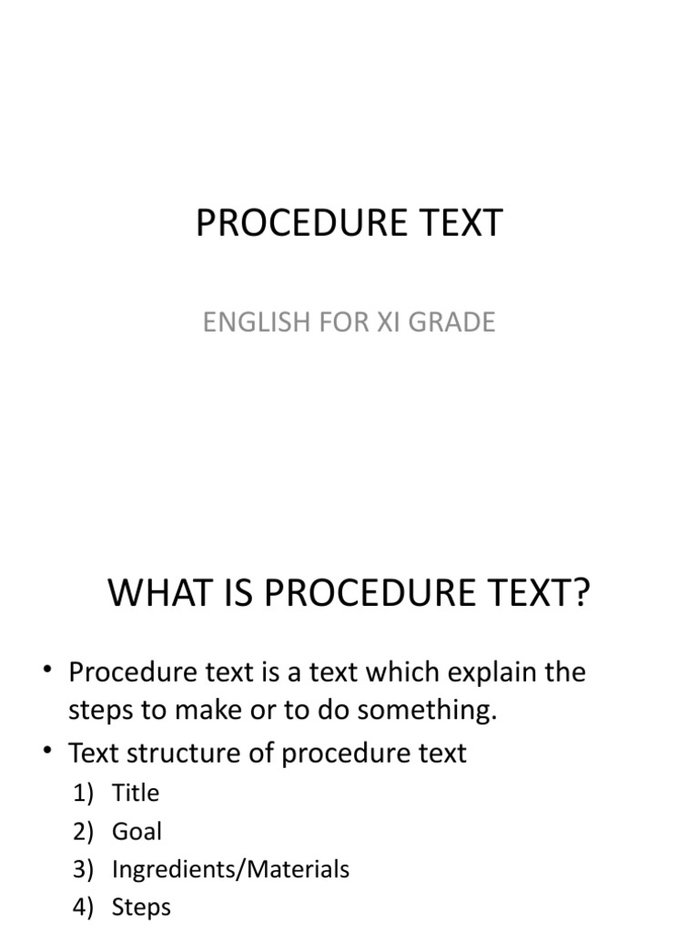 Understanding Procedure Texts in English | PDF