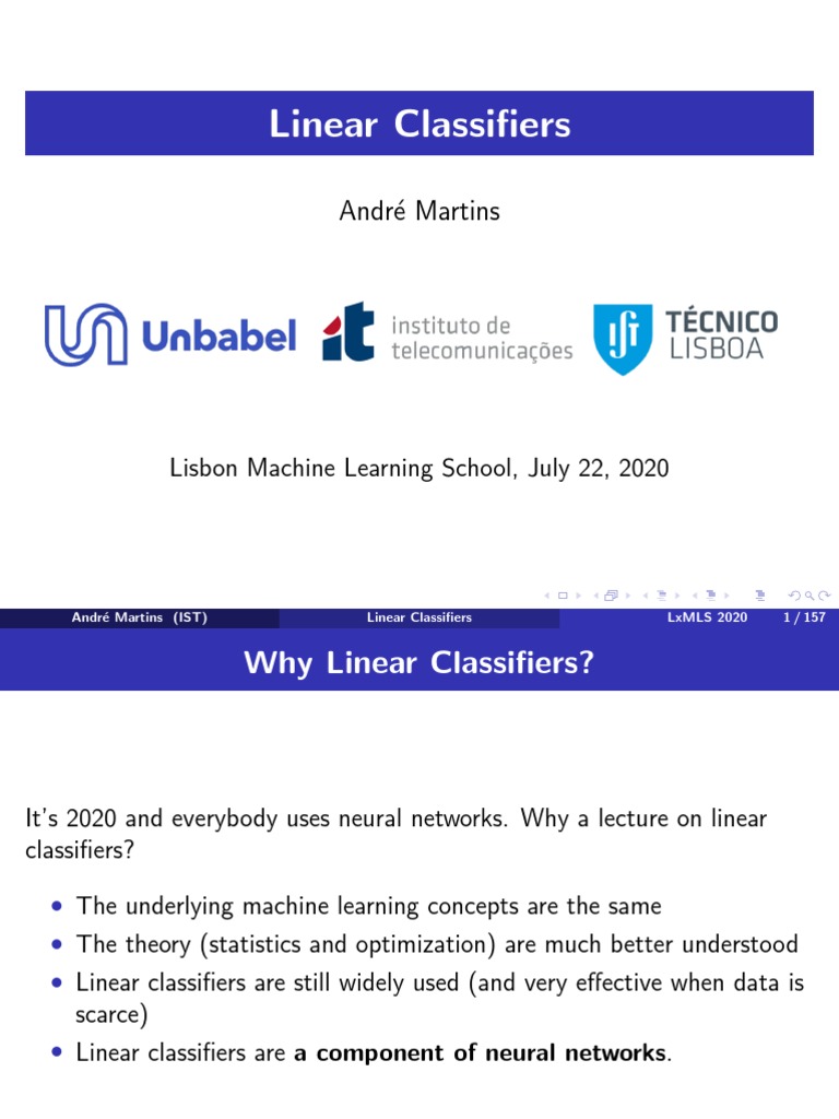 Understanding Linear Classifiers in ML | PDF | Statistical ...