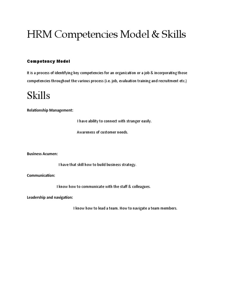 HRM Competencies | PDF
