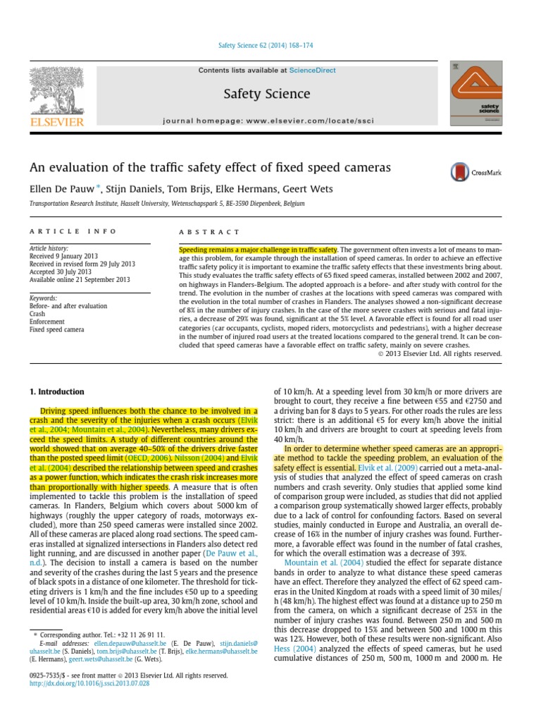 Impact of Fixed Speed Cameras on Safety | PDF | Speed Limit | Road ...