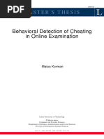 Master'S Thesis: Behavioral Detection of Cheating in Online Examination