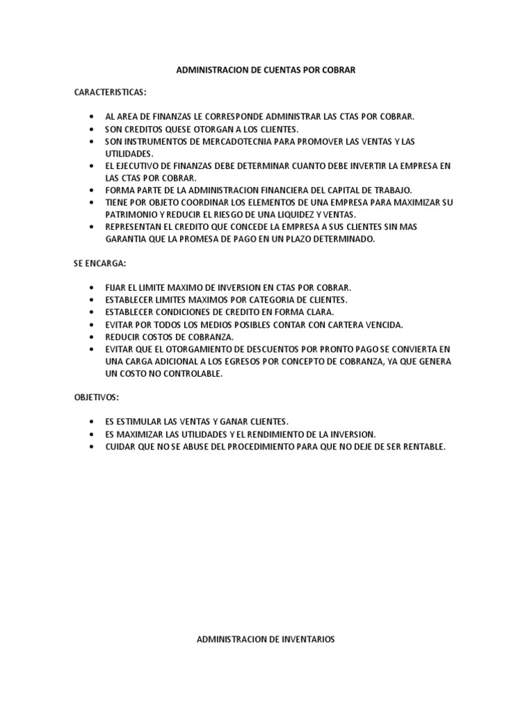 Administracion de Cuentas Por Cobrar | PDF