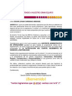 Carta de Bienvenida Edgar Johan Cardenas Andrade PDF