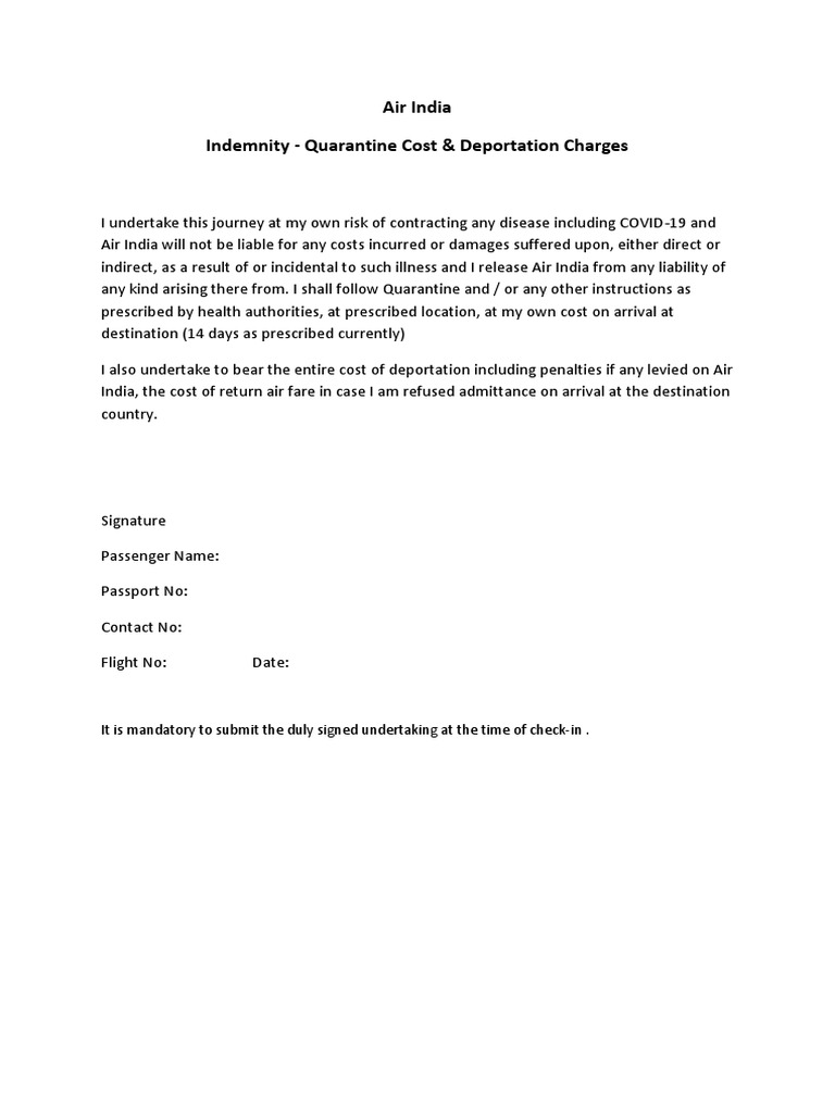 2 Indemnity Quarantine Cost PDF