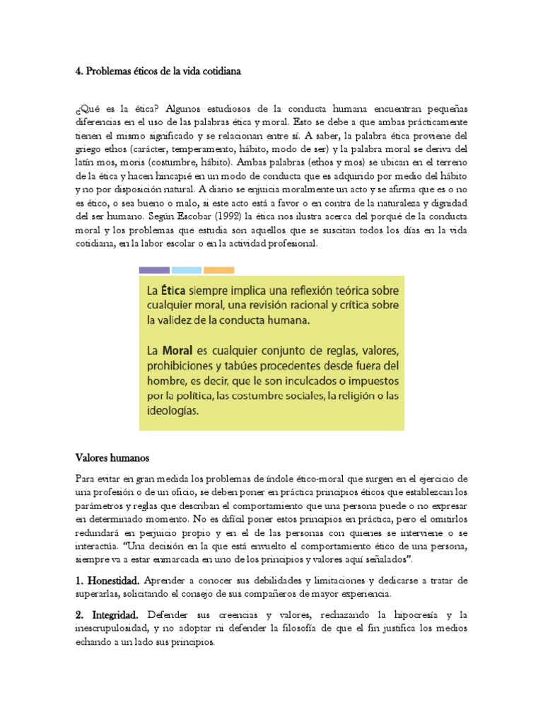 Tema 4. Problemas Éticos de La Vida Cotidiana | PDF | Moralidad | Amor