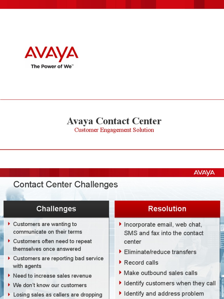 Avaya Contact Center: Customer Engagement Solution | PDF | Call Centre