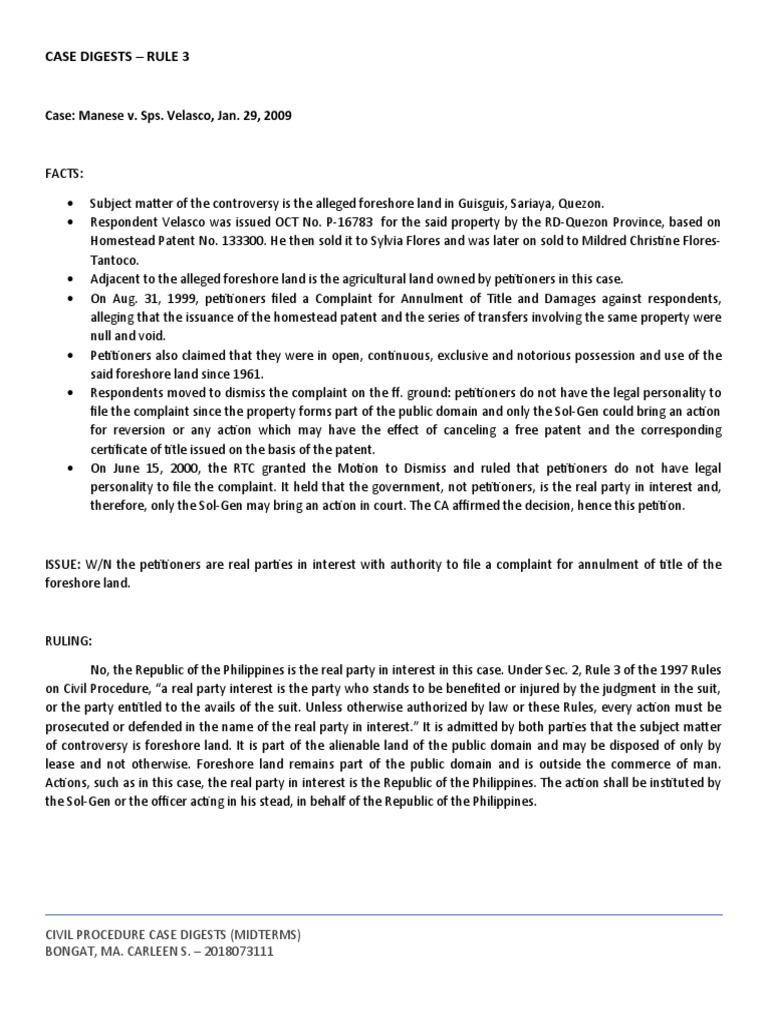Rule 3 - Case Digests - Civil Procedure | PDF | Lawsuit | Complaint