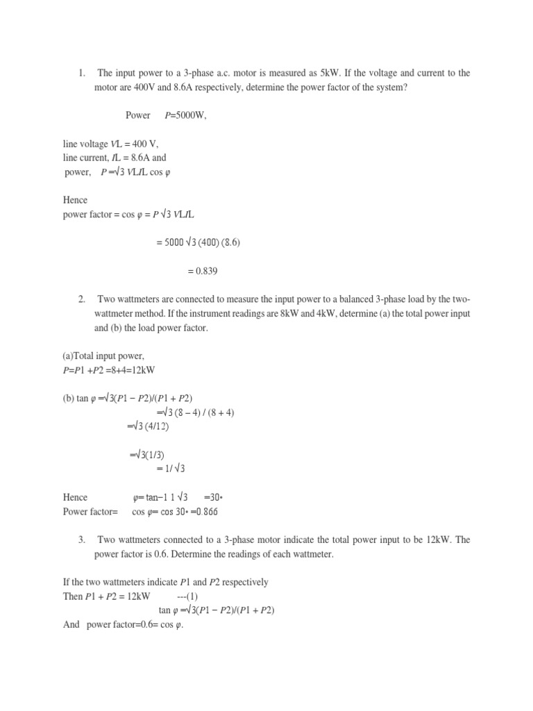 Wattmeter Solved PRoblems-Paliza, Joshua | PDF | Electrical Impedance ...