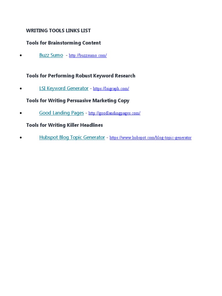 Essential Writing Tools Overview | PDF