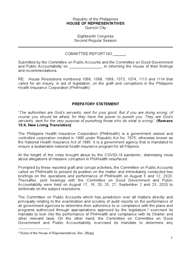 PhilHealth Corruption Inquiry Report | PDF | Audit | Accounting