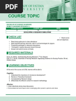 Course Module Course Unit Week: Bachelor of Science in Nursing NCMB 311 (Nursing Research 1)