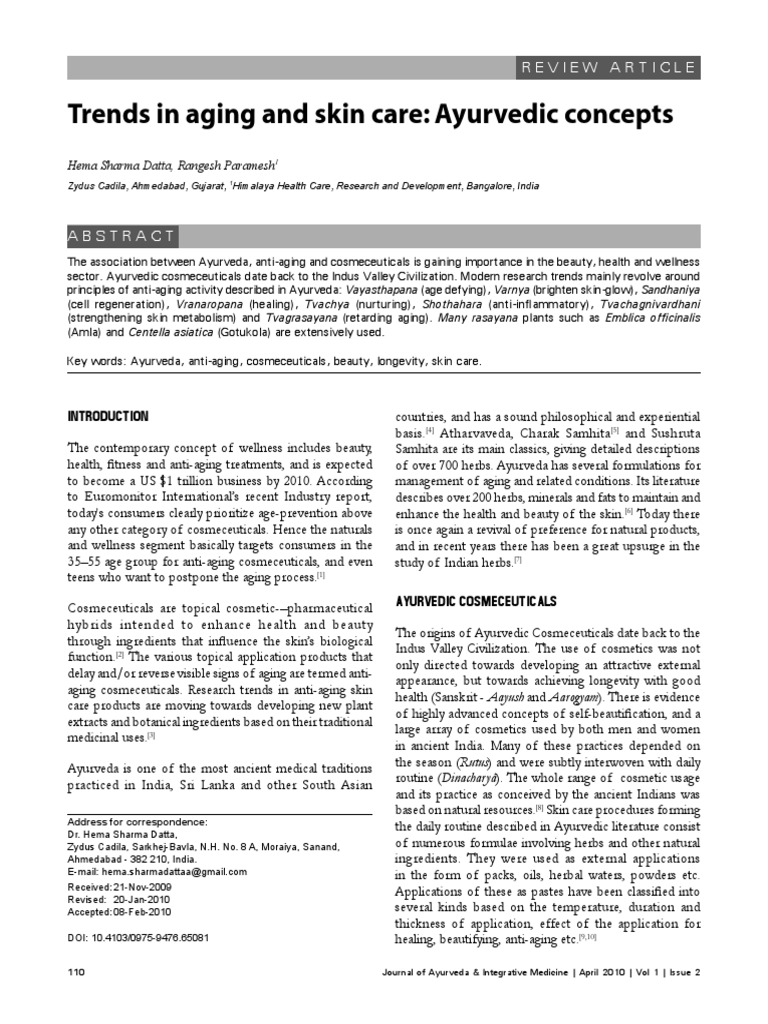 Ayurveda Treatment Skin PDF Ayurveda Inflammation