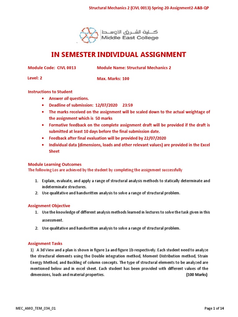 Structural Mechanics 2 Assignment 2 Spring 2020 PDF | PDF | Reflective ...