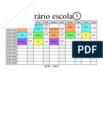 Horário escolar com aulas e salas por dia