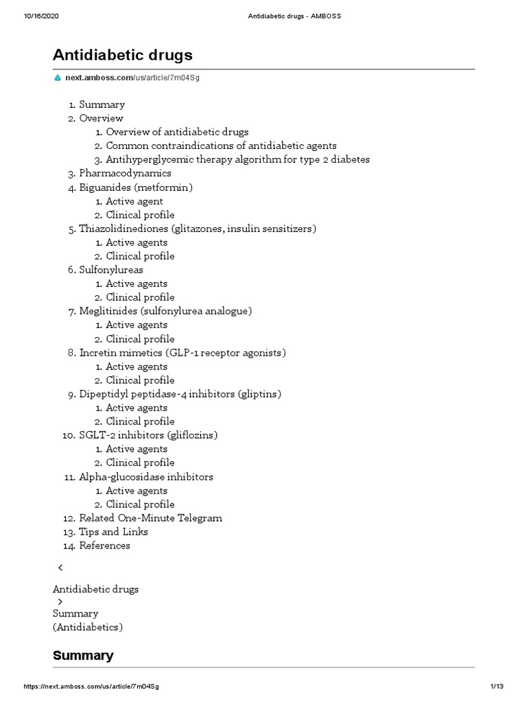 Overview of Antidiabetic Drugs | PDF | Insulin | Diabetes