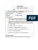 TASK SHEET - Table of Specification