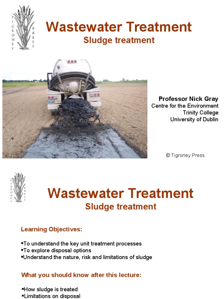 Water Technology Lecture 11 Sludge Treatment Pdf Sewage Treatment