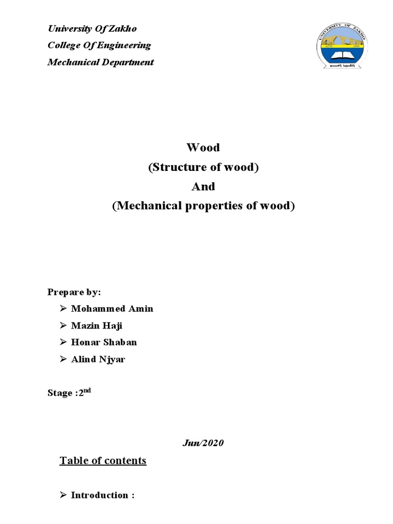 Mechanical Properties of Wood Explained | PDF | Strength Of Materials ...