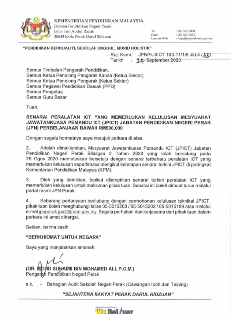 Surat Makluman Senarai Terkini Kelulusan Jpict Pdf