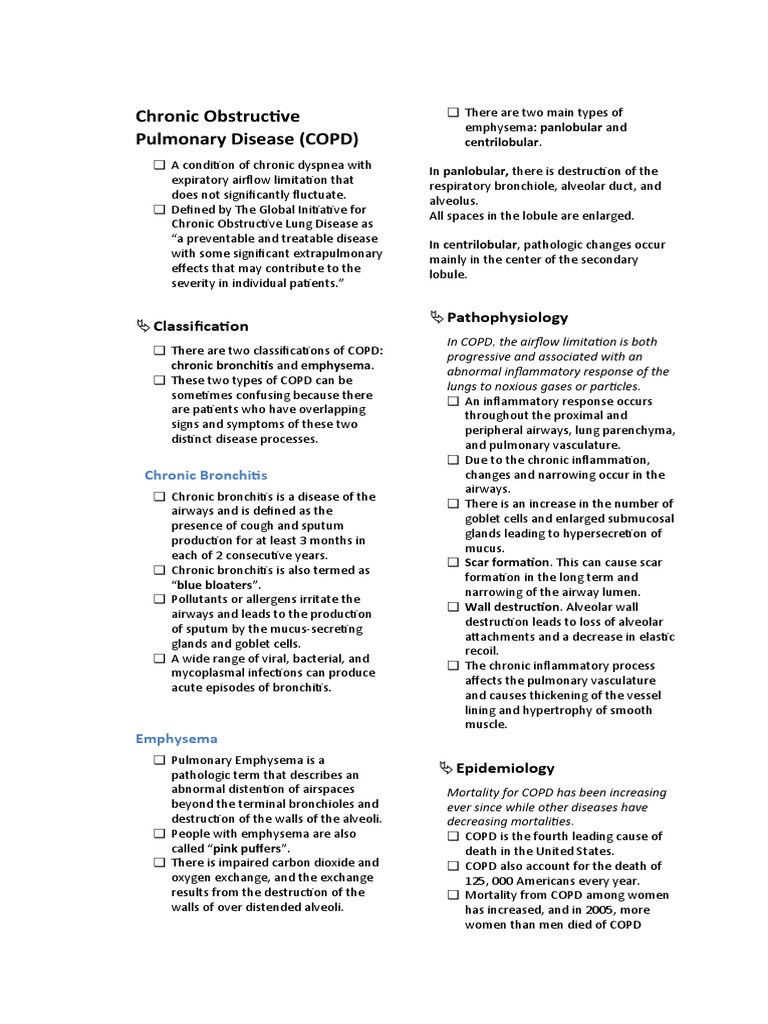 Overview of Chronic Obstructive Pulmonary Disease | PDF | Chronic ...