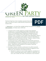 Green Party Peace Action Pledge