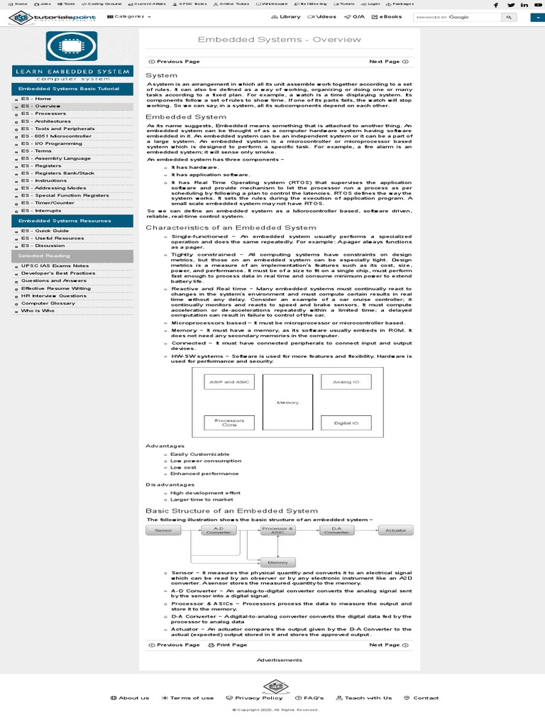 Embedded systems overview tutorialspoint pdf embedded system