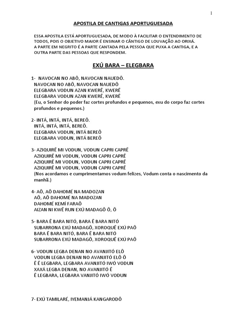 Apostila De Cantigas Xire Completa Mitologia Santeria