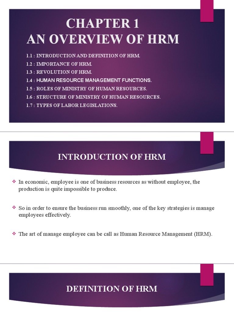 Overview of Human Resource Management | PDF | Employment | Human ...