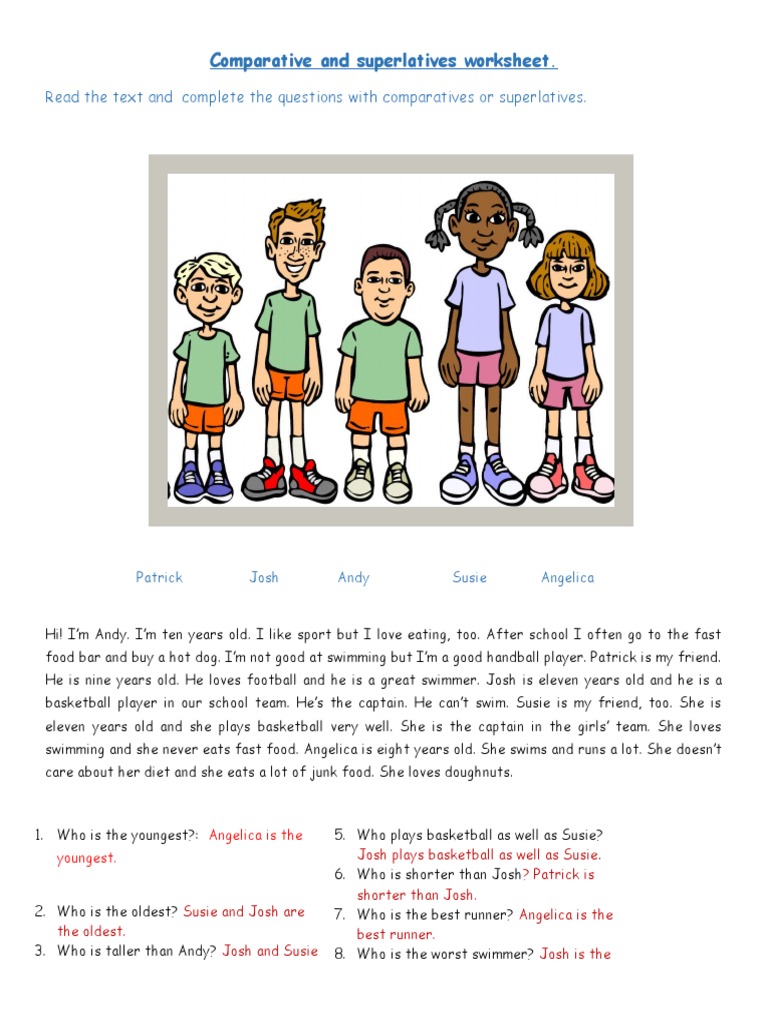Comparative and Superlative Worksheet | PDF | Foods
