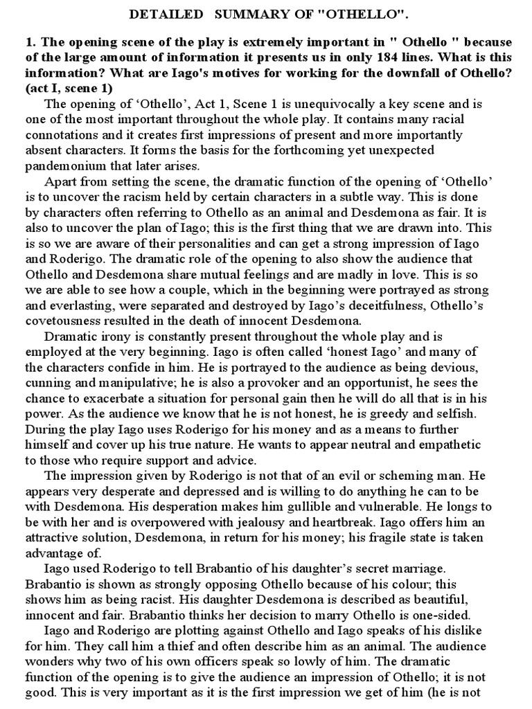Key Insights from Othello's Opening Act | PDF | Othello | Iago