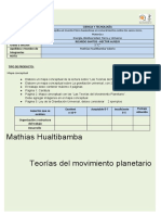 ACTIVIDAD  TEORÍAS DEL MOVIMIENTO PLANETARIO