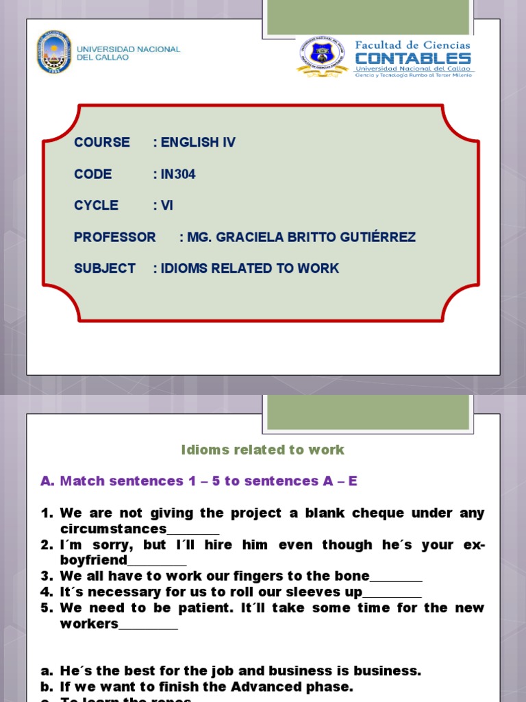 Work-Related Idioms for English IV | PDF